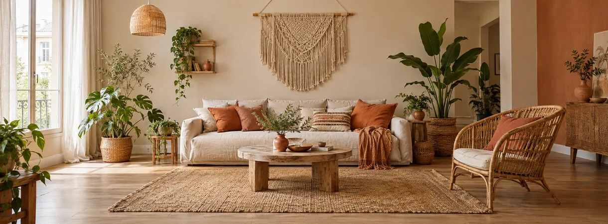 Boho stílus: színek, anyagok és ötletek a nappaliba és a hálószobába
