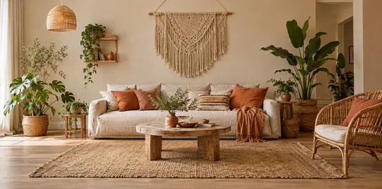 Boho stílus: színek, anyagok és ötletek a nappaliba és a hálószobába