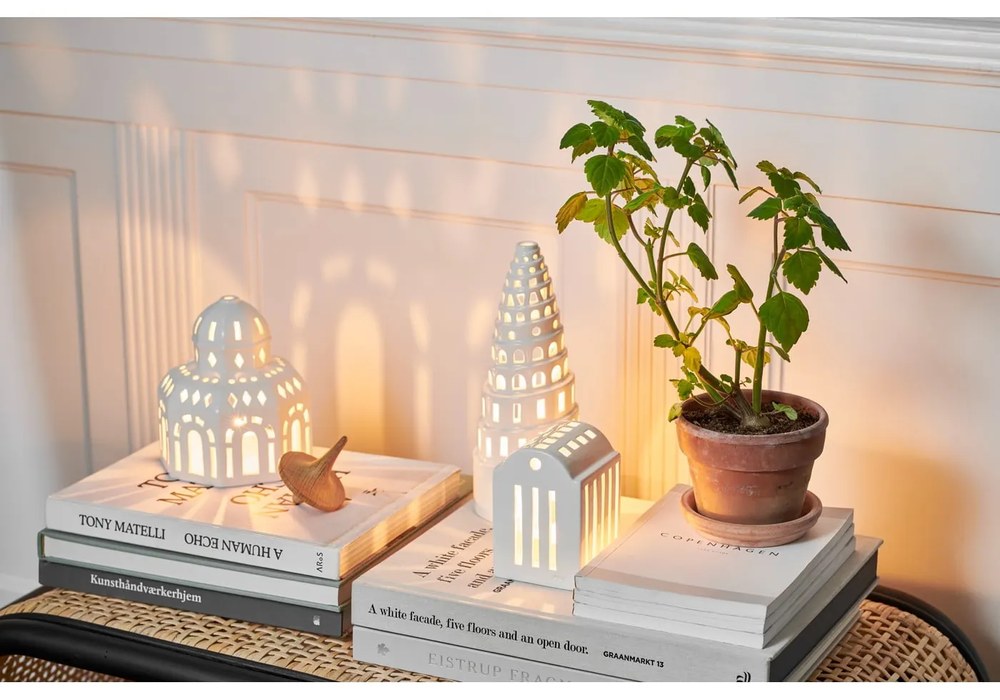 Lighthouse fehér karácsonyi kerámia gyertyatartó, ø 9 cm - Kähler Design