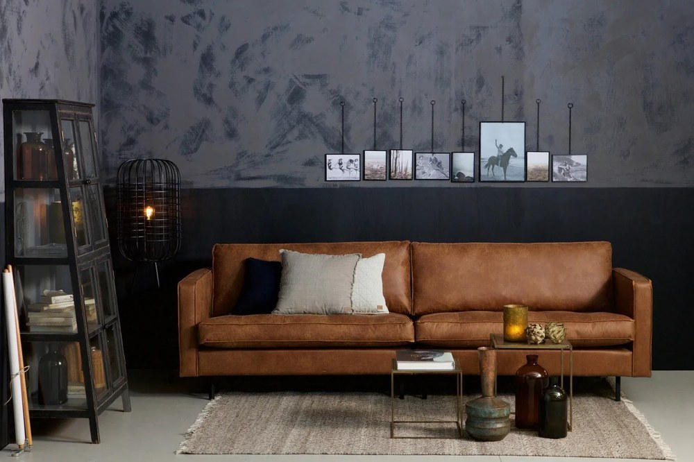 Barna bőrutánzat kanapé 277 cm Rodeo – WOOOD