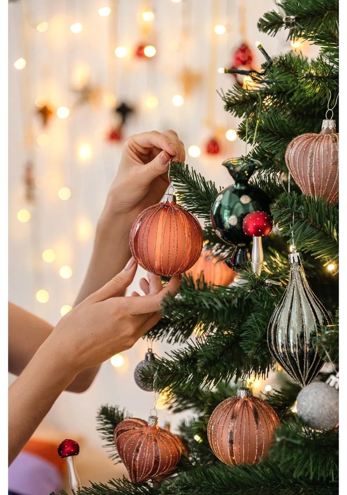 Üveg kézzel fújt karácsonyfadísz készlet 3 db-os ø 8 cm – Ego Dekor