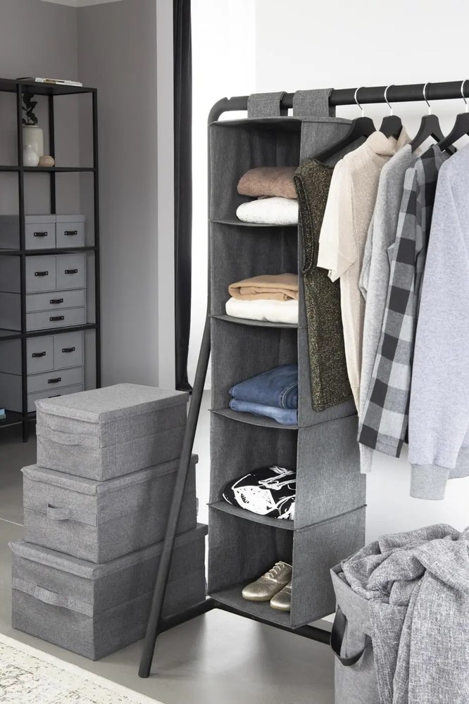 Szürke fedeles textil tárolódoboz 30x40x22 cm Soft Storage – Bigso