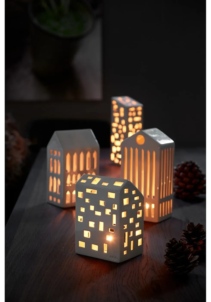 Urbania Lighthouse High Building fehér kerámia gyertyatartó - Kähler Design