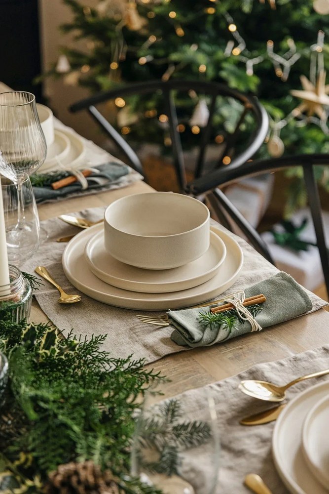 Malia 18 db-os krémszínű agyagkerámia étkészlet - Bonami selection