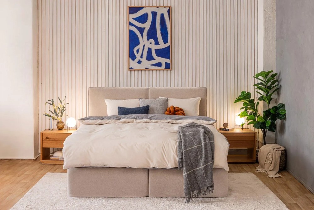 Bézs boxspring ágy 160x200 cm Olia Bold – Bonami Selection
