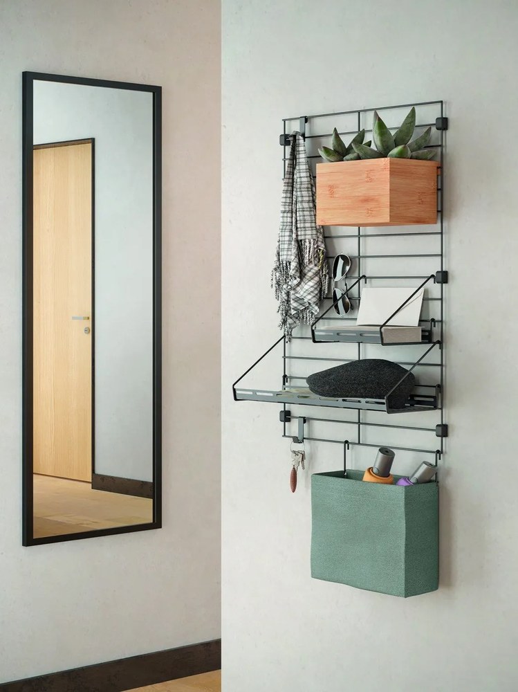 Fekete fém moduláris polcrendszer konzol Mural – Metaltex