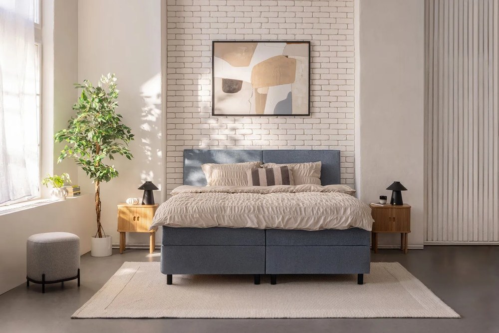 Kék ágyneműtartós boxspring ágy 180x200 cm Elva Bold – Bonami Selection