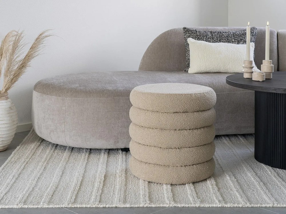 Bézs buklé puff Brooklyn – House Nordic