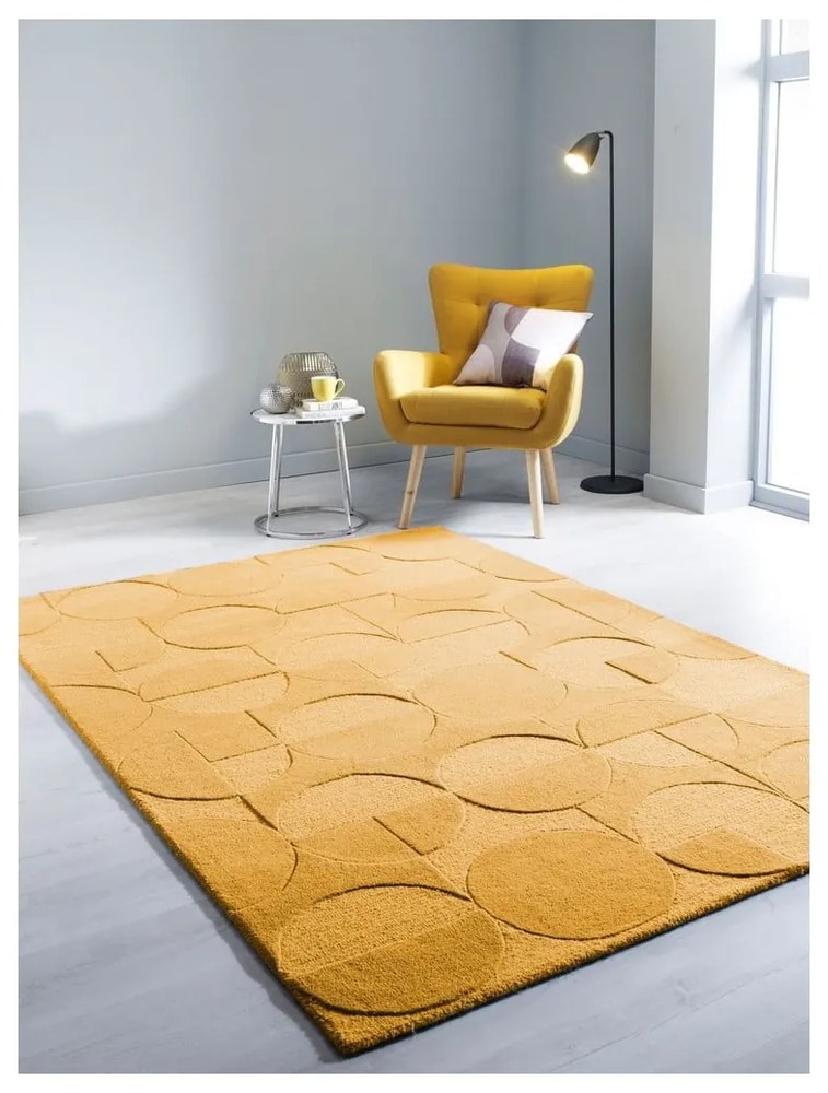 Gigi sárga gyapjú szőnyeg, 120 x 170 cm - Flair Rugs