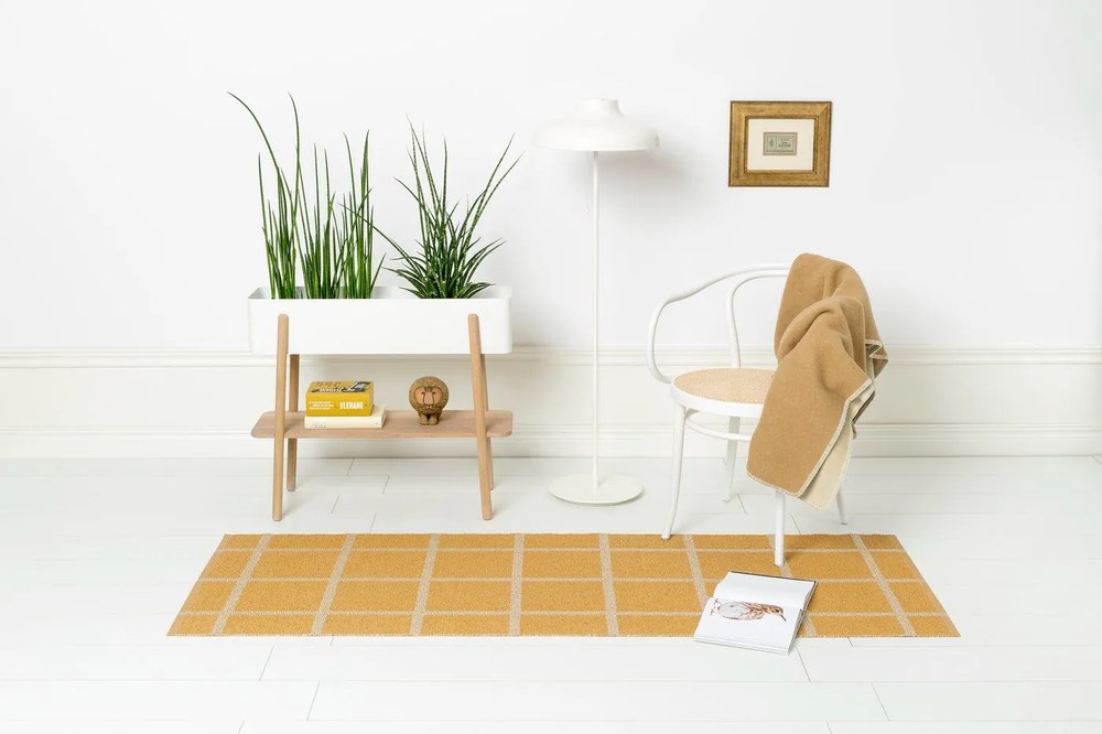 Okkersárga gyapjúkeverék takaró 140x200 cm Ylva Ochre – Pappelina