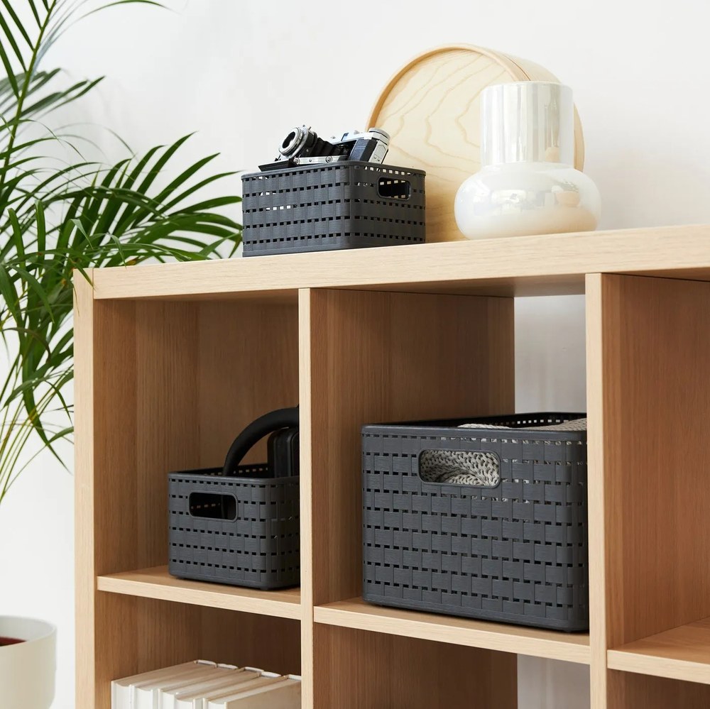 Sötétszürke tárolókosár újrahasznosított műanyagból Country - Rotho