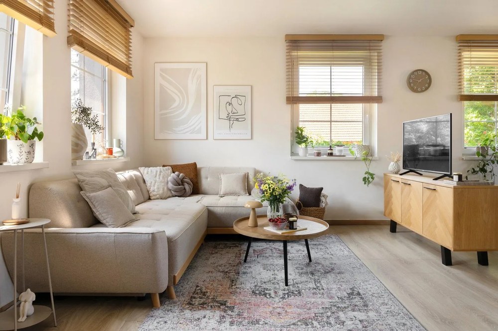 Dazzling Daisy bézs variálható és kinyitható sarokkanapé - Miuform