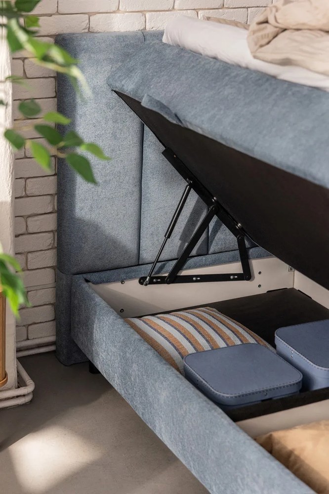 Kék ágyneműtartós boxspring ágy 180x200 cm Elva Bold Line – Bonami Selection