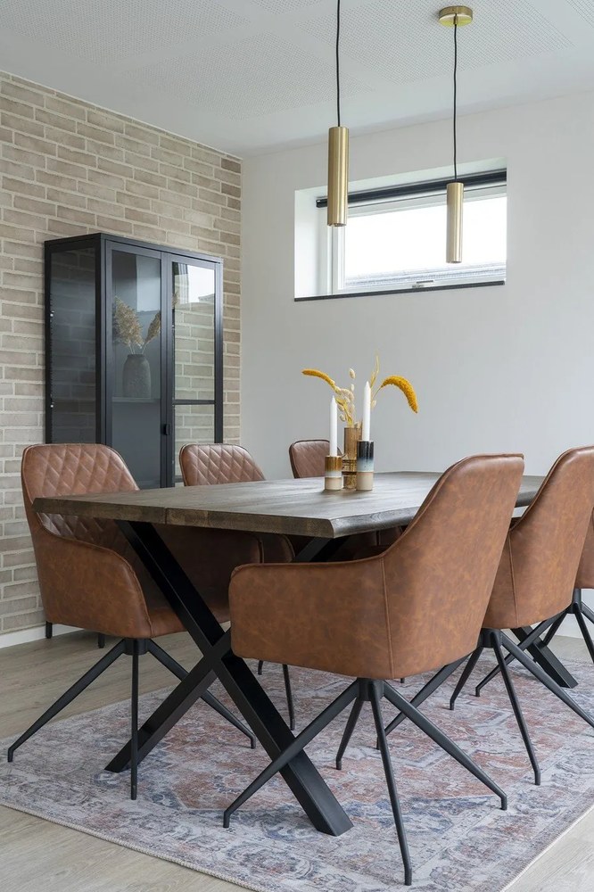 Barna kárpitozott karfás étkezőfotel szett 2 db-os Harbo – House Nordic