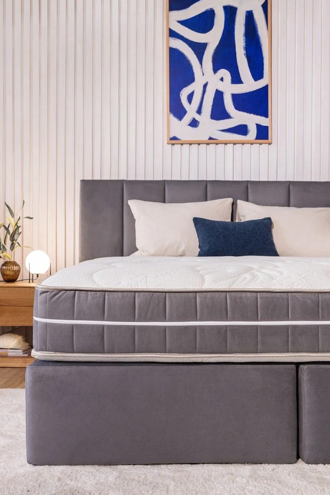 Szürke boxspring ágy 160x200 cm Olia Bold Line – Bonami Selection
