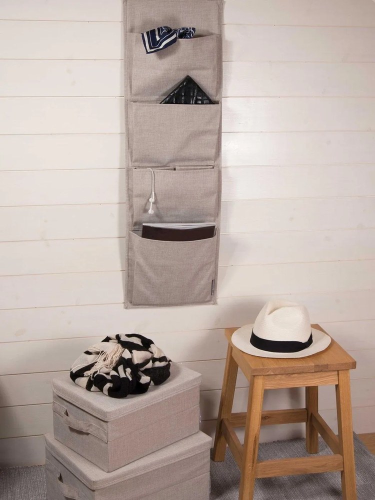 Bézs fedeles textil tárolódoboz 45x34x25 cm Soft Storage – Bigso