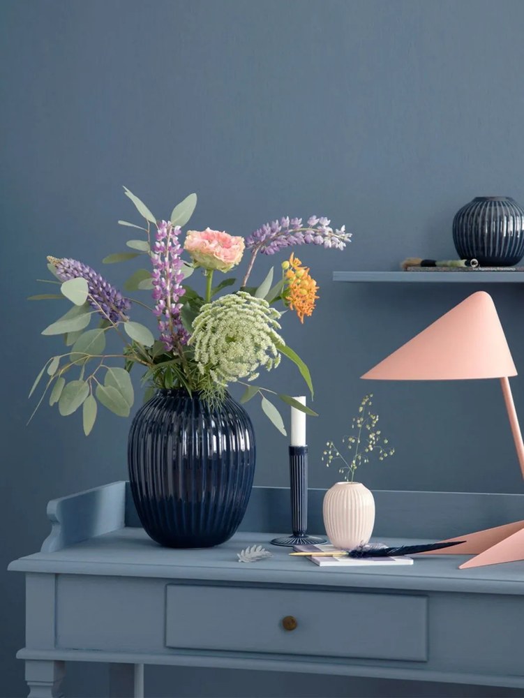 Hammershoi sötétkék agyagkerámia váza, magasság 25 cm - Kähler Design