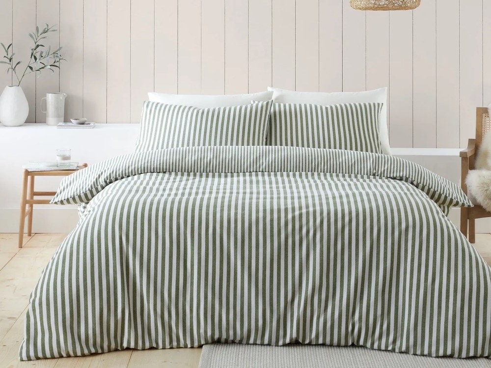 Zöld egyszemélyes flanel ágyneműhuzat 135x200 cm – Catherine Lansfield