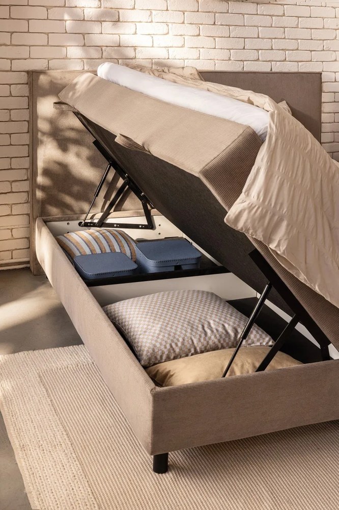 Szürkésbarna ágyneműtartós boxspring ágy 160x200 cm Elva Bold – Bonami Selection