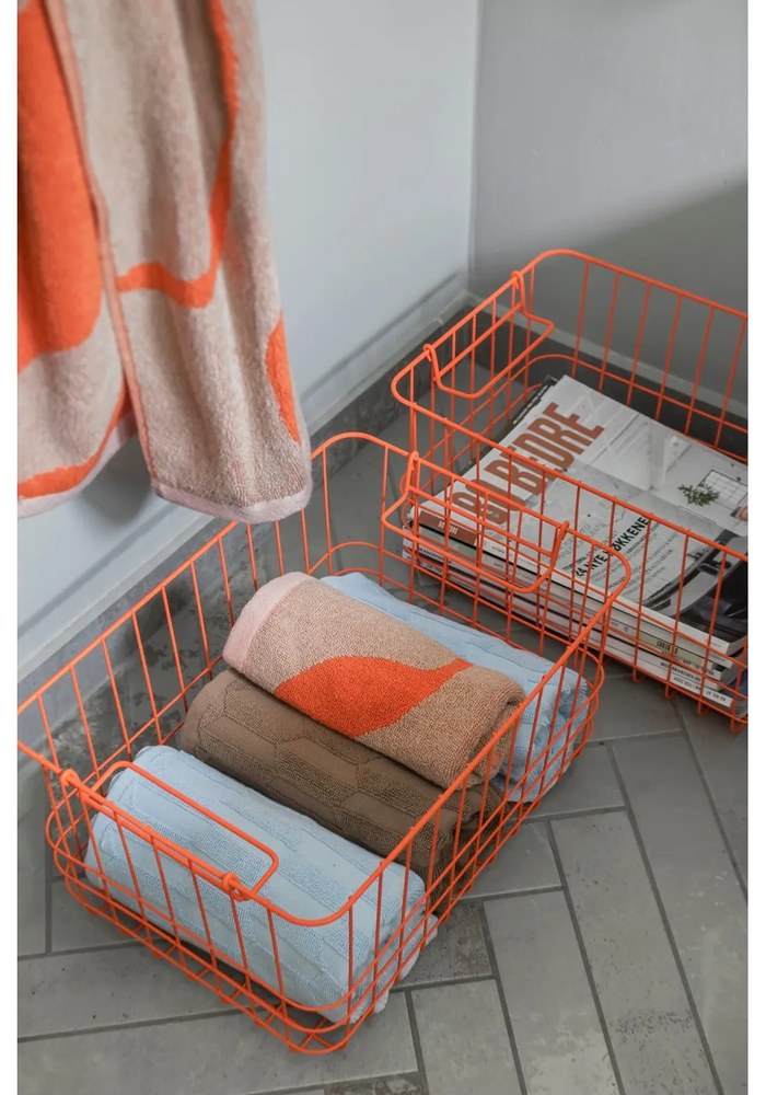 Narancssárga-világosbarna bio pamut törölköző szett 2 db-os 50x90 cm Nova Arte – Mette Ditmer Denmark