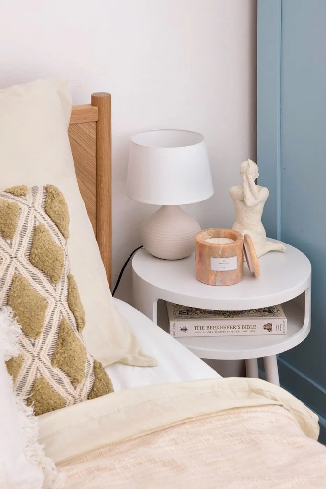 Martin fehér-barna kerámia-szövet asztali lámpa, magasság 29 cm - Reality