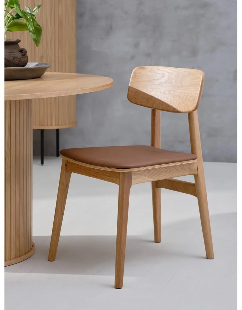 Kerek étkezőasztal tölgyfa dekorral ø 120 cm Nola – Unique Furniture