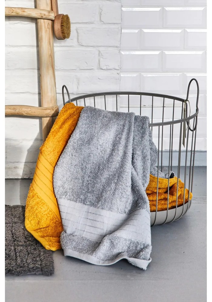 Tiles szürke pamut fürdőszobai kilépő, 80 x 50 cm - Zone