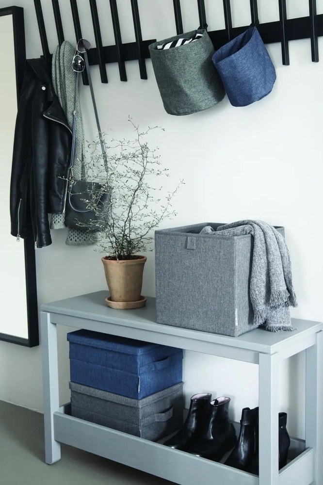 Szürke fedeles textil tárolódoboz 34x45x25 cm Soft Storage – Bigso Box of Sweden