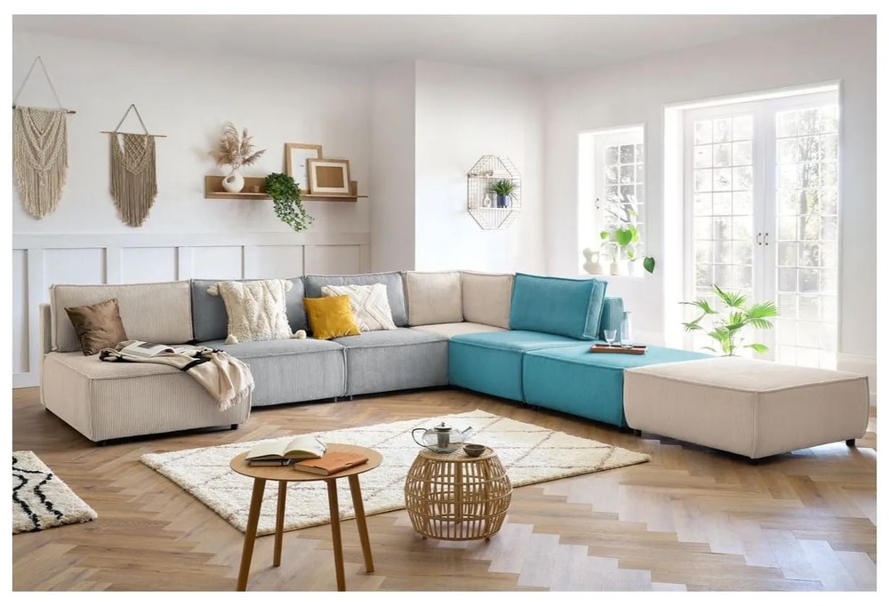 Kék kordbársony lábtartó Nihad modular – Bobochic Paris