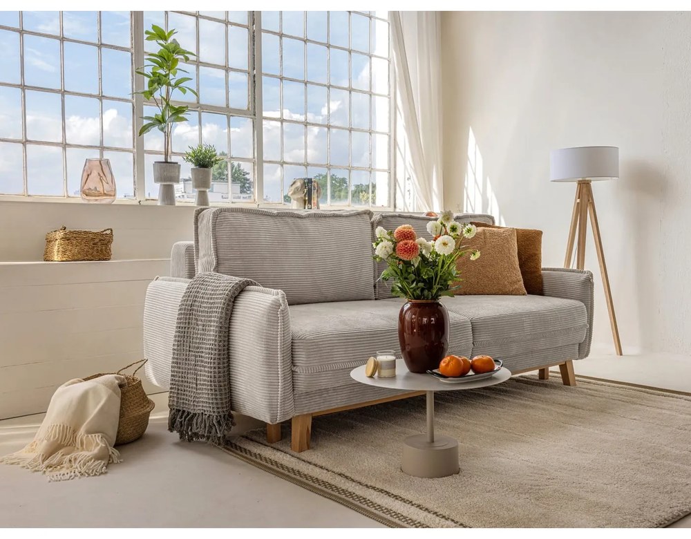 Bézs kordbársony kinyitható kanapé 218 cm Tori – Bonami Selection