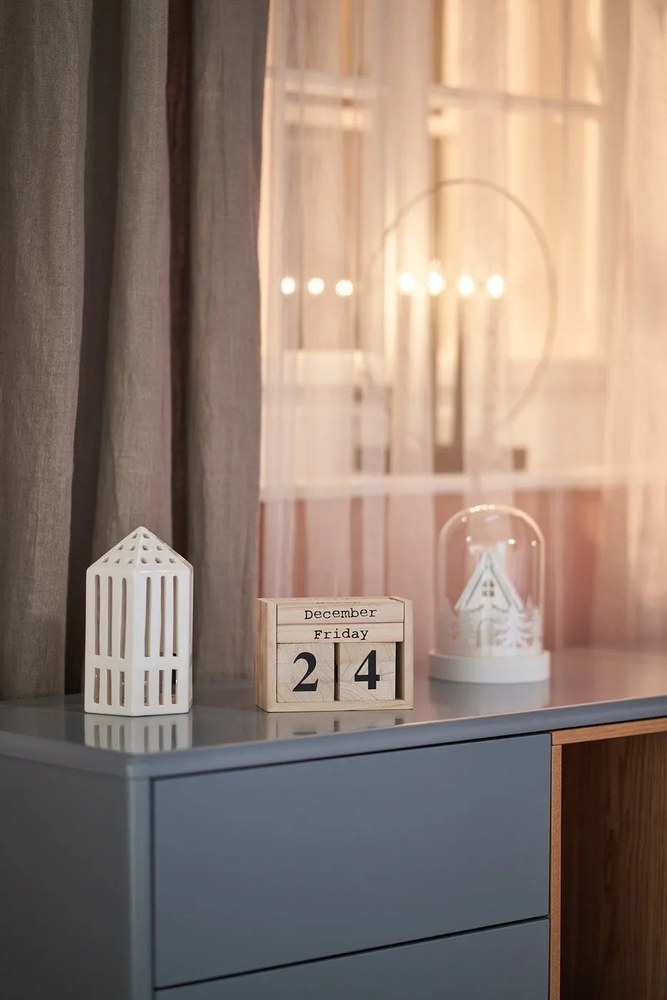 Night Time bézs középen elhúzható vászonfüggöny, 275 x 140 cm - Linen Tales