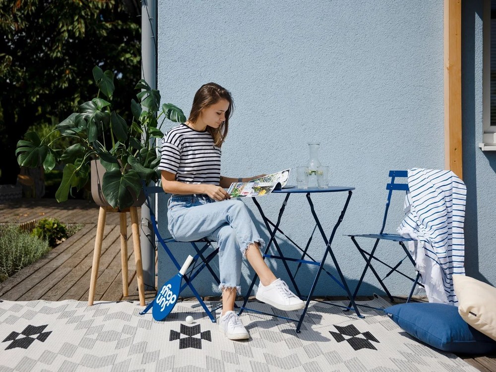 Retro sötétkék kerti bútorgarnitúra - Bonami Essentials