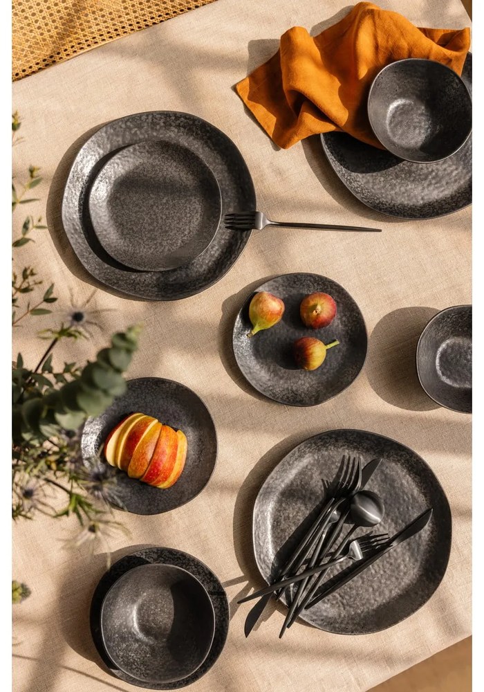 Fekete rozsdamentes acél evőeszköz készlet 16 db-os Modern retro – Premier Housewares