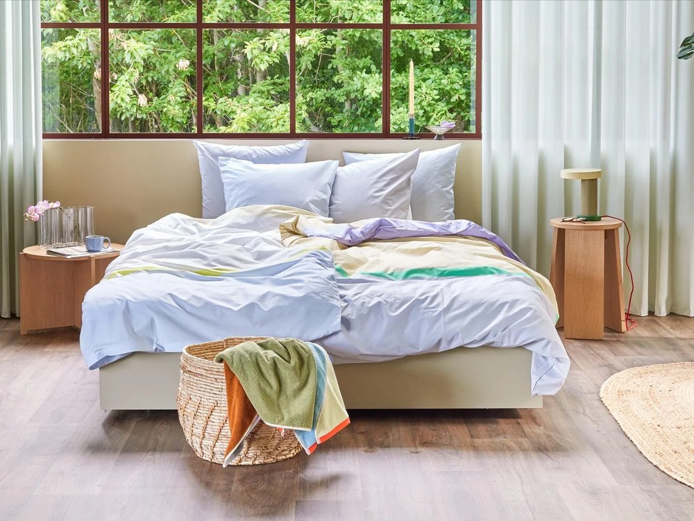 Kék frottír pamut fürdőlepedő 70x140 cm Block – Hübsch