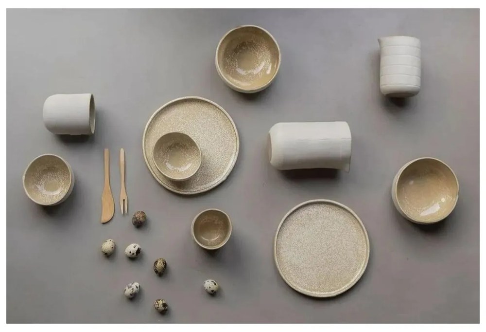Fehér-bézs kő tálka szett 2 db-os ø 10 cm Sand Grain – Mette Ditmer Denmark