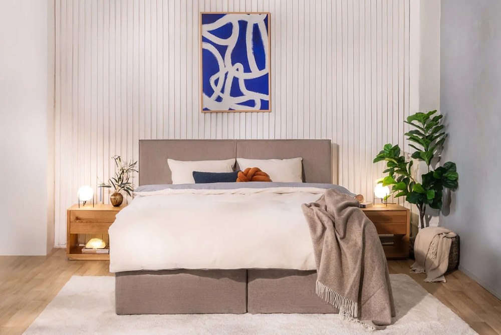 Szürkésbarna boxspring ágy 160x200 cm Olia Bold – Bonami Selection