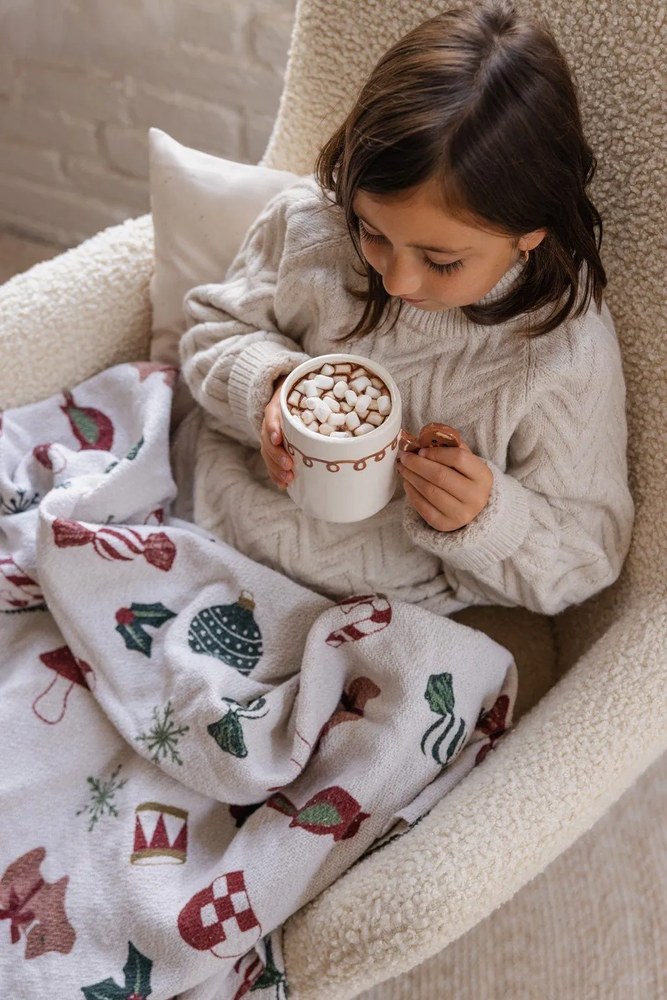 Fehér takaró karácsonyi mintával 130x160 cm Yule – Bloomingville