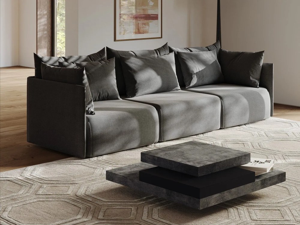 Szürke dohányzóasztal beton dekorral 110x110 cm Slate - TemaHome