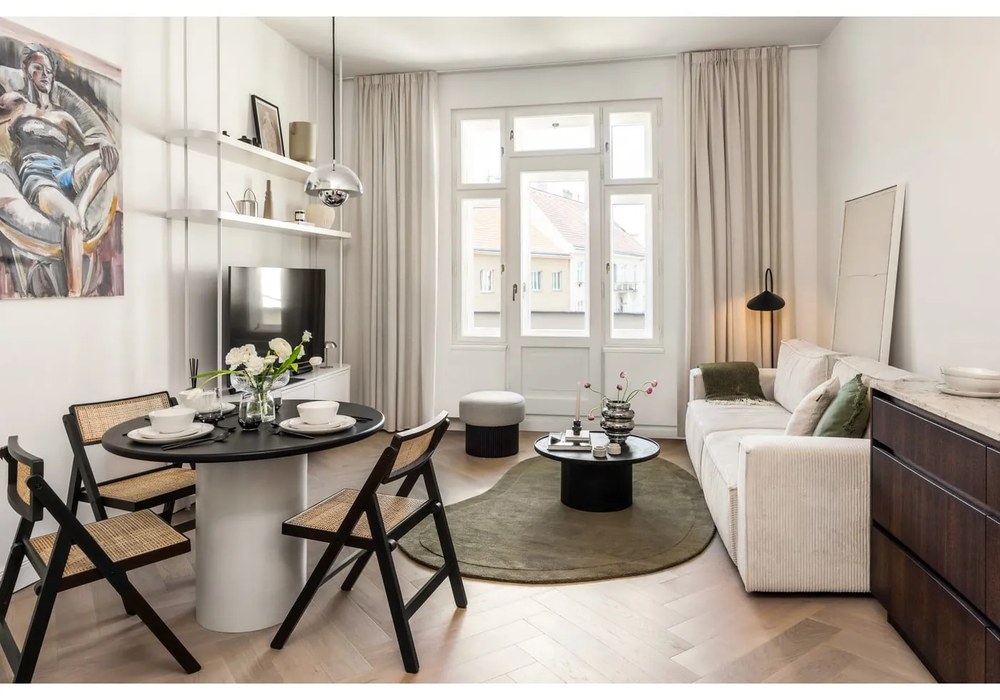 Bézs kordbársony kinyitható kanapé 245 cm Nihad – Bobochic Paris