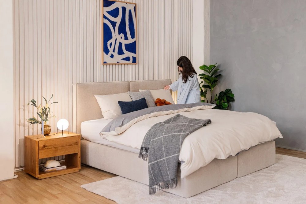 Bézs boxspring ágy 160x200 cm Olia Bold – Bonami Selection
