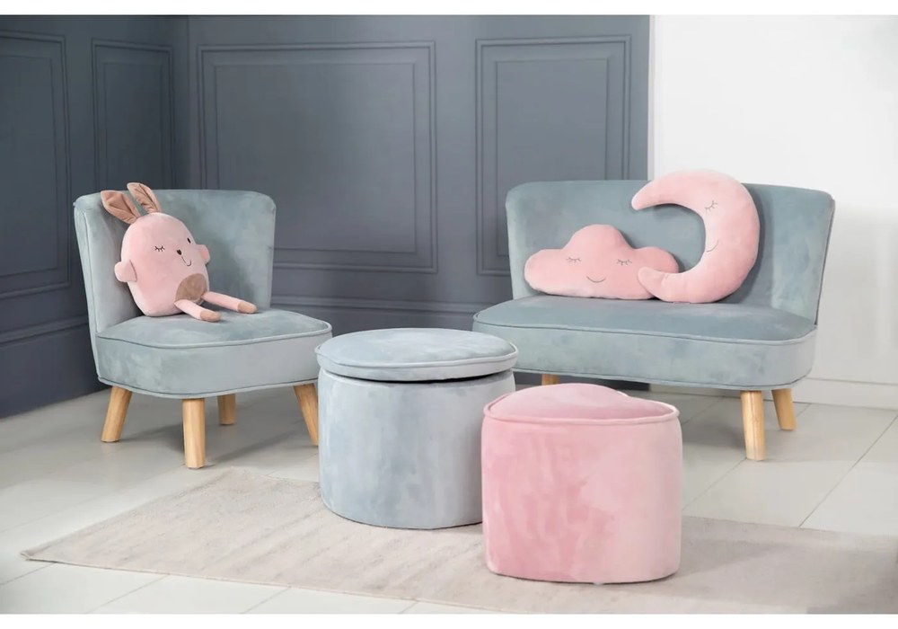 Világoskék bársony gyerek fotel Lil Sofa – Roba