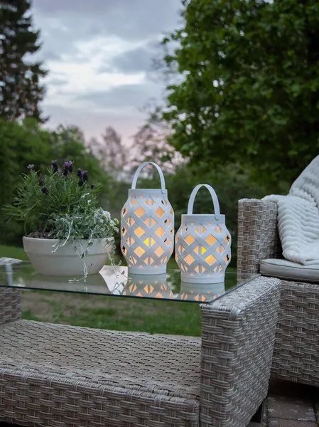 Flame Lantern fehér lámpás, magasság 23 cm - Star Trading