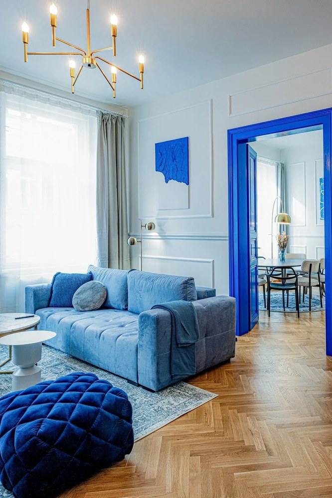 Luca világoskék kinyitható bársonykanapé - Milo Casa