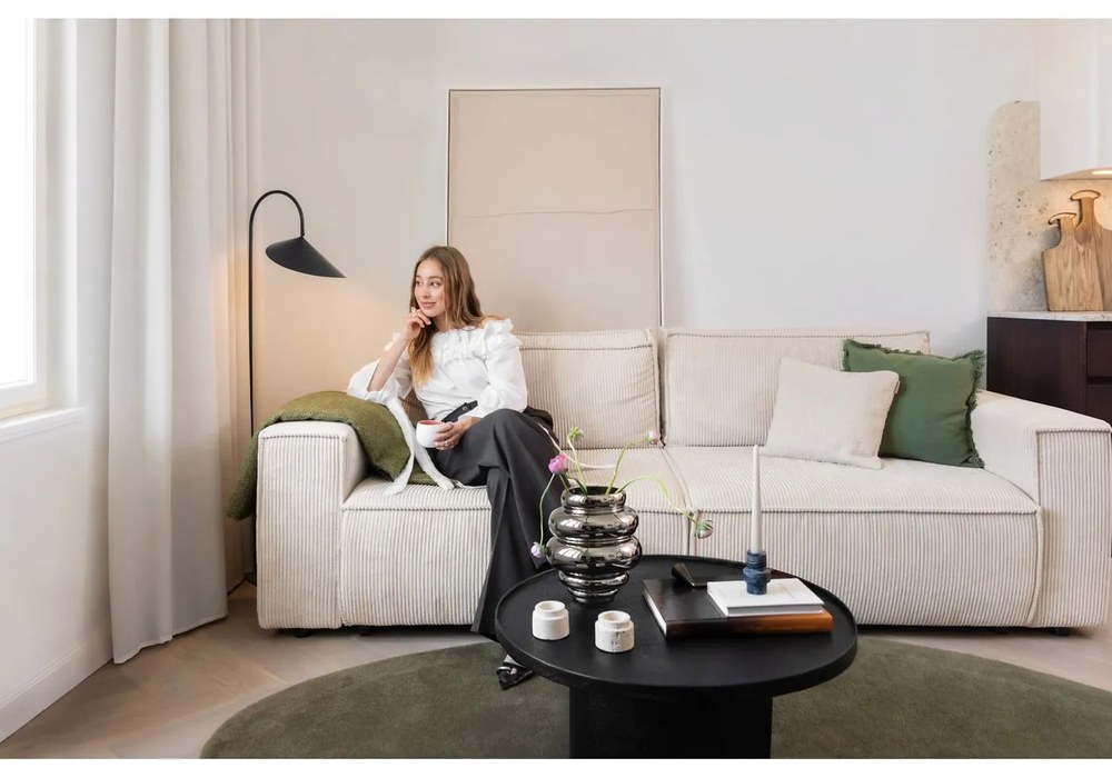 Bézs kordbársony kinyitható kanapé 245 cm Nihad – Bobochic Paris
