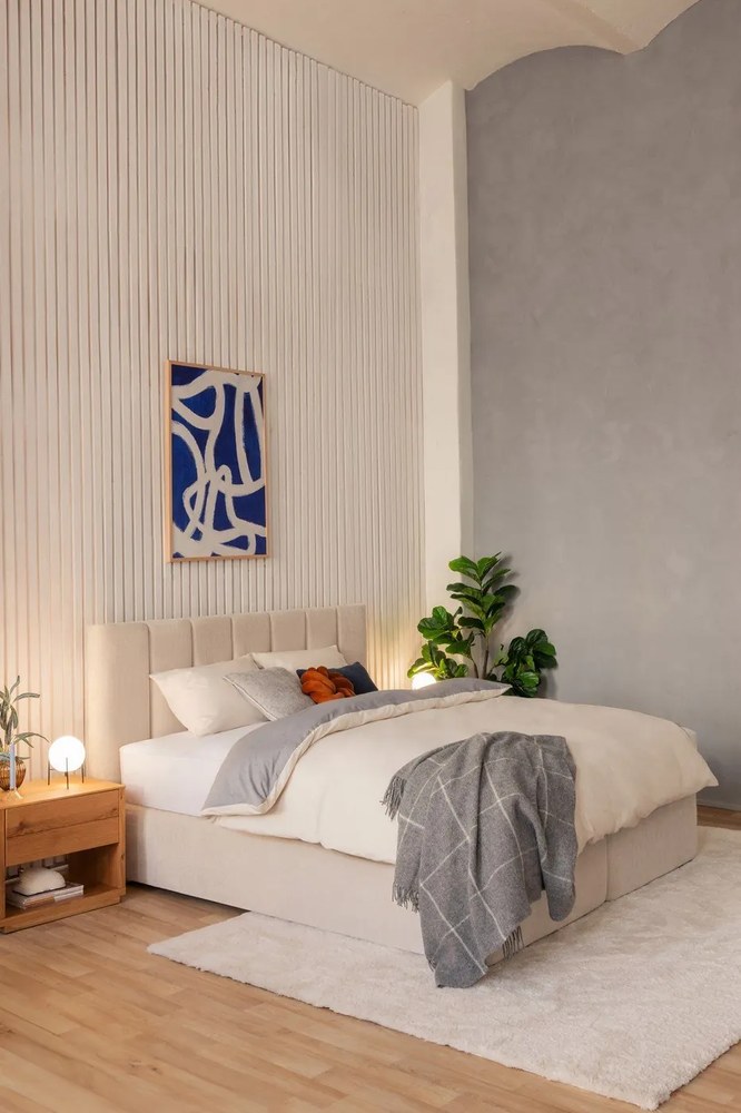 Bézs boxspring ágy 180x200 cm Olia Bold Line – Bonami Selection