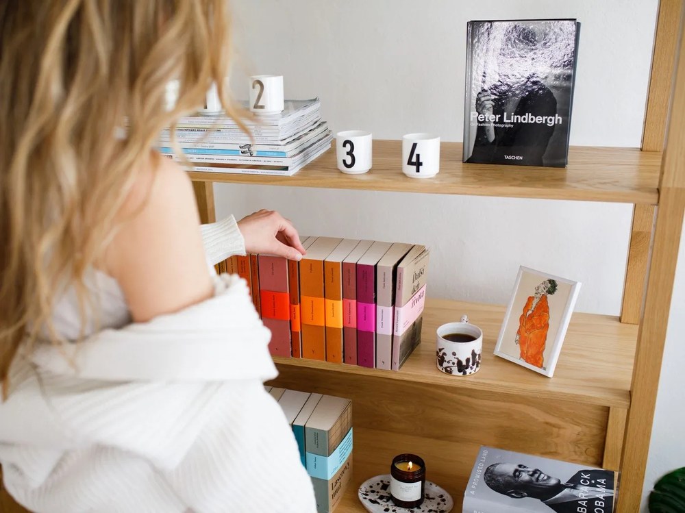 Natúr színű könyvespolc tölgyfa dekorral 90x185 cm Newest – Woodman