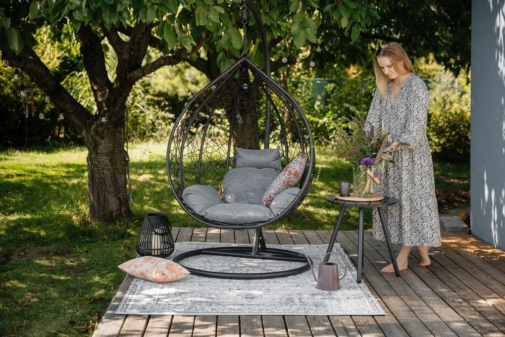 Noela sötétszürke műrattan függőfotel - Bonami Selection