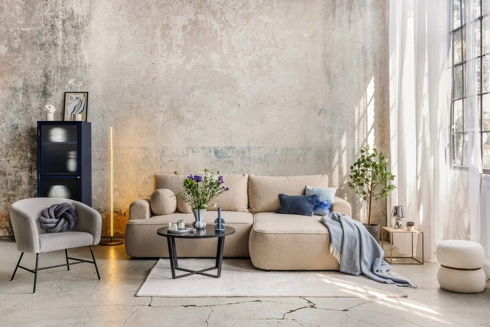 Fehér buklé puff Milford – House Nordic