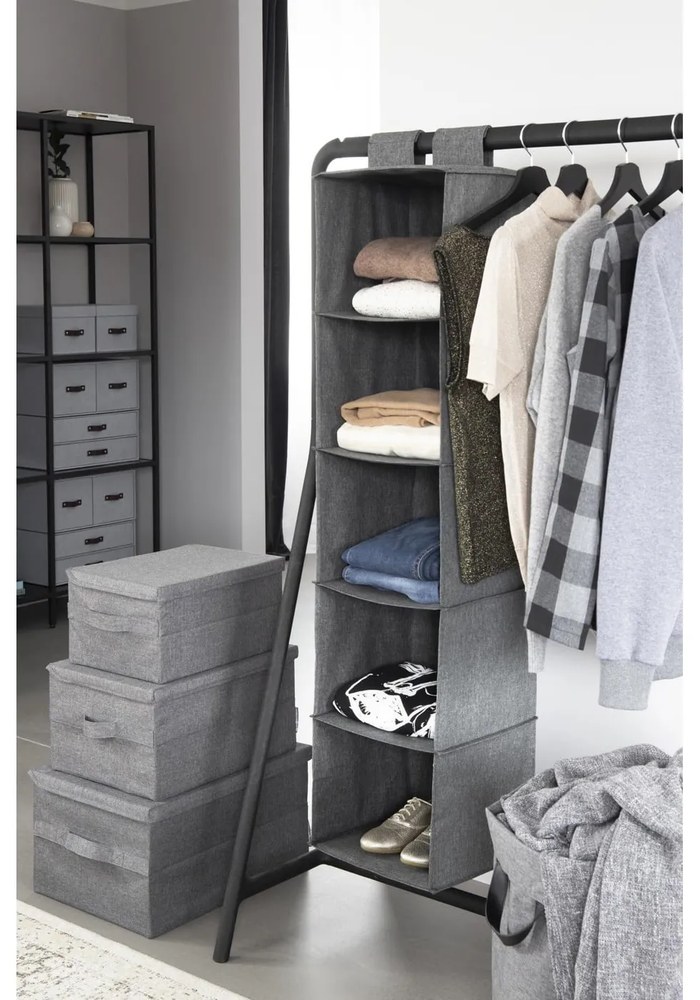Szürke fedeles textil tárolódoboz 30x40x22 cm Soft Storage – Bigso
