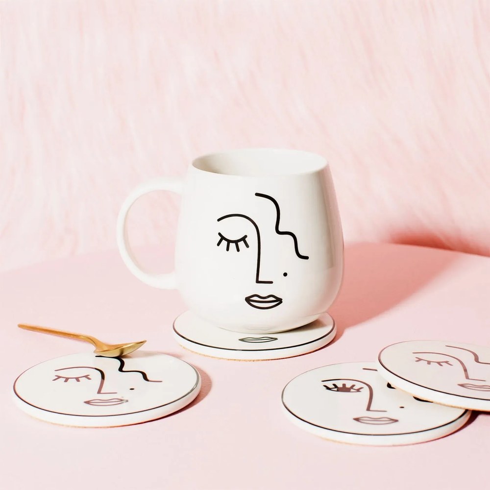 Abstract Faces fehér porcelán bögre - Sass &amp; Belle
